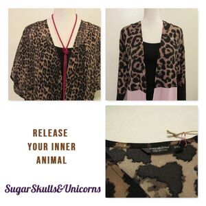 SHEIN CURVE Size 0XL Leopard/Cheetah Bundle – 2 Sheer Wraps/Cardigans
